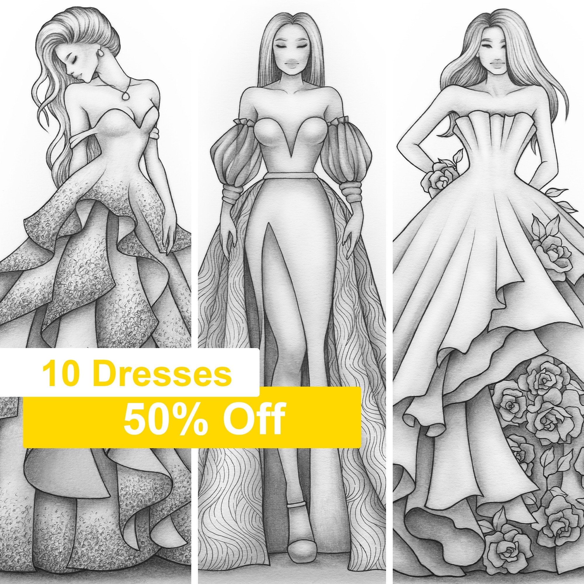 Fashion Dress Shopping Coloring Pages, 10 PDF Coloring Pages, Kids Coloring  Pages, Adult Coloring Pages, Adult Coloring, Coloring Books 