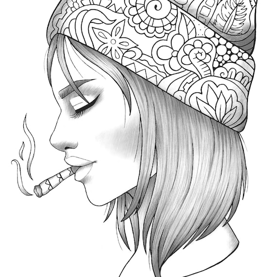 Adult Coloring Page Girl Portrait And Clothes Colouring Sheet