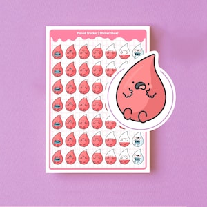 Cute Period Tracker Planner Stickers, Period Tracker Stickers, Cute Stickers  - Kawaii Planner stickers - Bullet Journal Stickers