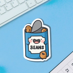 Cute Baked Beans Vinyl Sticker | Kawaii Stickers, Beans Stickers | Cute Vinyl Sticker, planner stickers, laptop sticker decal