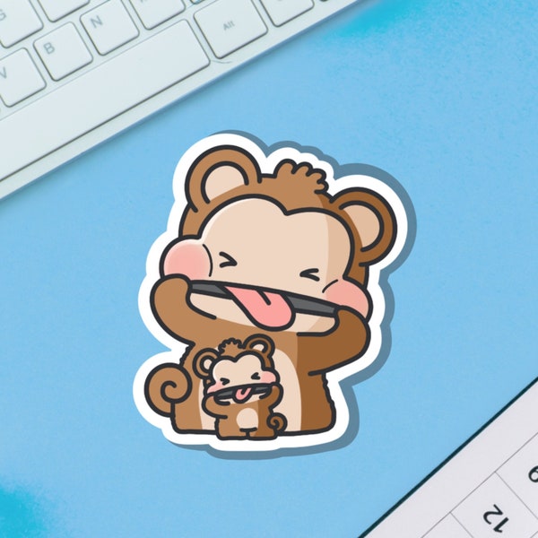 Cute Cheeky Monkey Vinyl Sticker | Kawaii Monkey Stickers | Cute Vinyl Sticker, planner stickers, laptop sticker