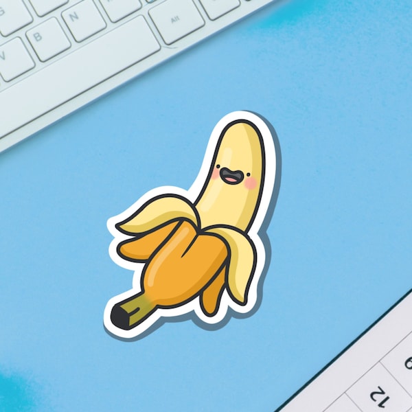 Cute Banana Vinyl Sticker | Kawaii Stickers, Banana Stickers | Cute Vinyl Sticker, planner stickers, laptop sticker decal