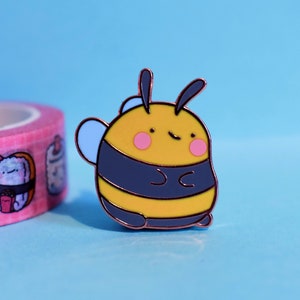 Bumblebee Enamel Pin | Kawaii Bumblebee Pin | Rose Gold Bee Pin | Hard Enamel Pin | Lapel Pin, Bee Brooch, Bee Pin Badge