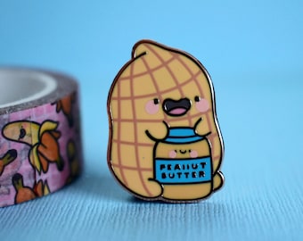 Cute Peanut Enamel Pin | Kawaii Peanut Butter Pin | Rose Gold Peanut | Hard Enamel Pin | Lapel Pin