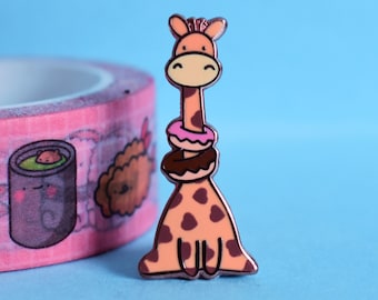 Cute Giraffe Enamel Pin | Kawaii Giraffe Pin | Rose Gold Donut Giraffe | Hard Enamel Pin | Lapel Pin