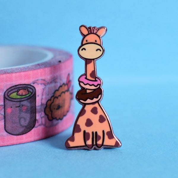 Cute Giraffe Enamel Pin | Kawaii Giraffe Pin | Rose Gold Donut Giraffe | Hard Enamel Pin | Lapel Pin