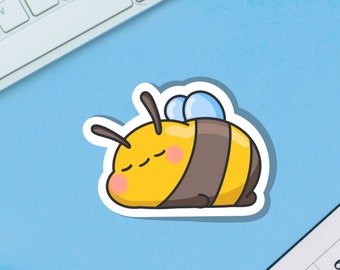 Sleepy Bumblebee Vinyl Sticker | Kawaii Bee Stickers | Cute Vinyl Sticker, planner stickers, laptop sticker decal
