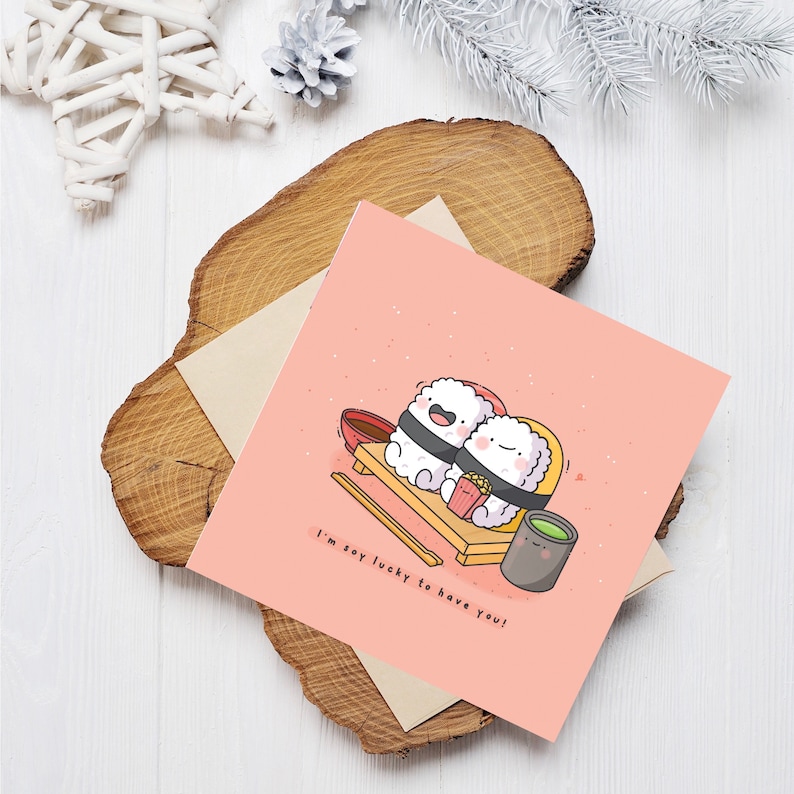 Cute Sushi card Kawaii Card Cards for her, Cards for him Funny Birthday Card For Boyfriend For Girlfriend Card Valentines card image 8
