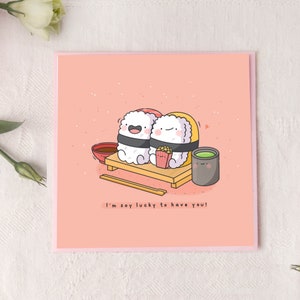 Cute Sushi card Kawaii Card Cards for her, Cards for him Funny Birthday Card For Boyfriend For Girlfriend Card Valentines card image 9