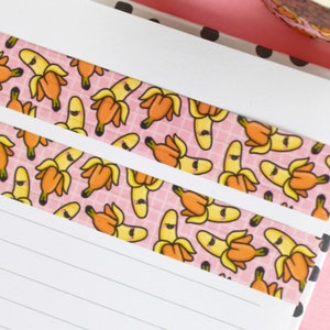 Cute Banana Print Washi Tape | Kawaii Stationery | Cute Washi Tape, Banana paper tape, Banana Tape