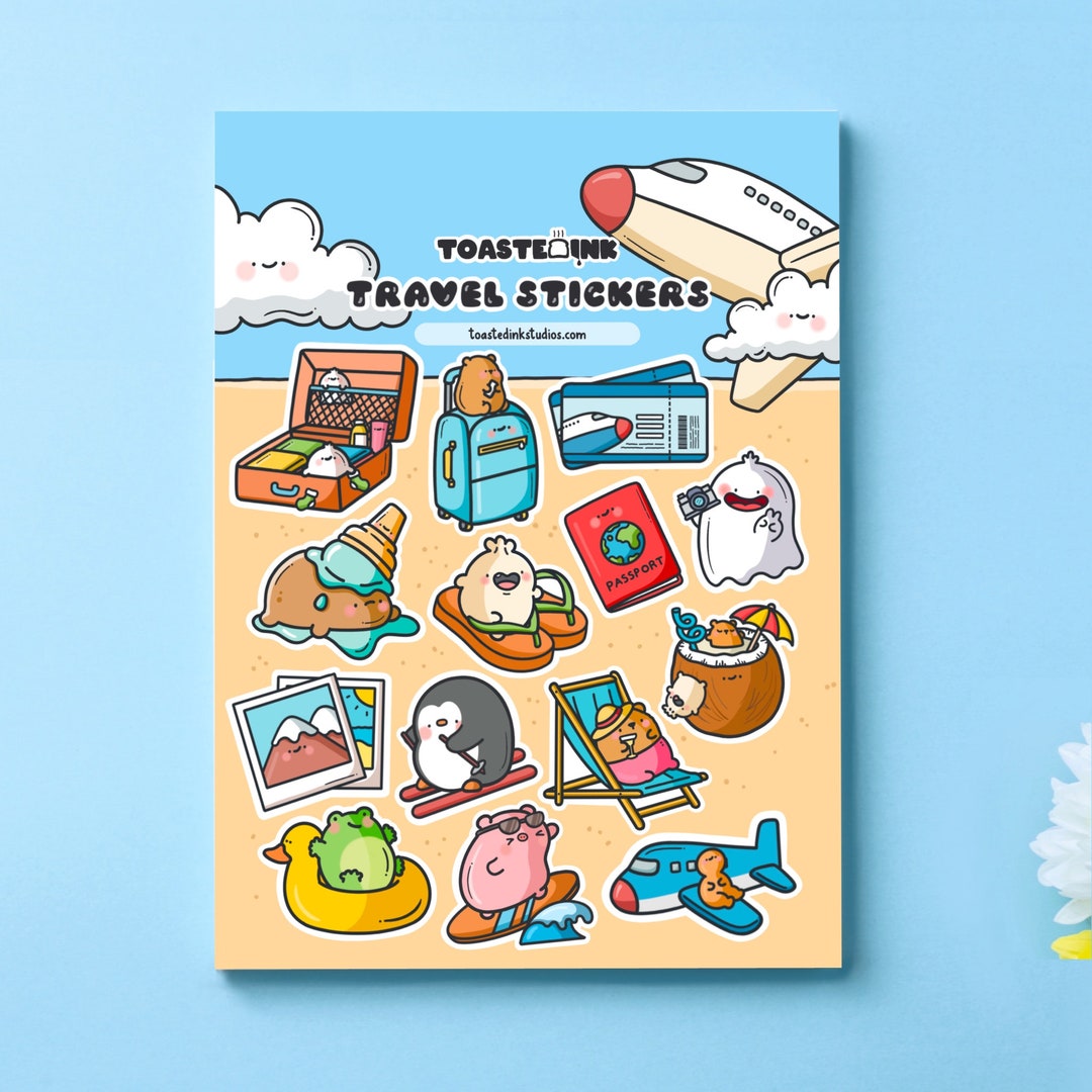 Travel Sticker Sheet - Cute Summer Holiday Stickers - Kawaii Stickers ...