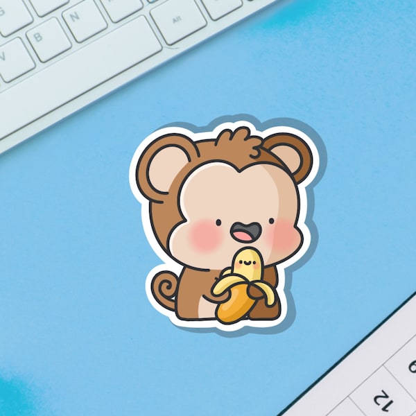 Süßer Affe Vinyl Aufkleber | Kawaii Affe Aufkleber | Netter Vinyl Aufkleber, Planer Aufkleber, Laptop Aufkleber Aufkleber