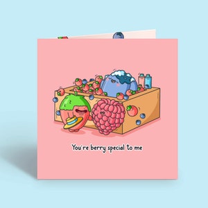 Carte de baies | Carte mignonne | Amateur de fruits | Cartes pour elle | Carte d'amour pour un ami | pour femme, carte d'anniversaire | Jeu de mots