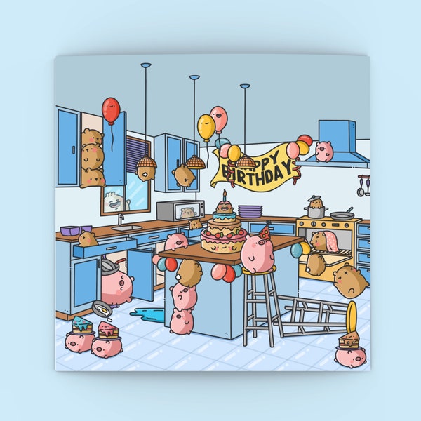 Cute Birthday Card for Friend | Kawaii Birthday Card for Him, Kawaii Birthday Card for Boyfriend | Cards for her, husband, Wife, Family