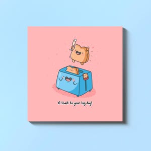 Carte Un toast à votre grand jour - Jeu de mots drôle - Jolie carte de célébration - Mariage, remise des diplômes, anniversaire, fiançailles, voeux de retraite