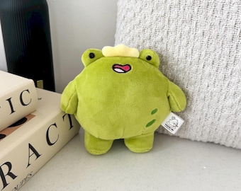 カエルのぬいぐるみキーホルダー | 王冠付きかわいいカエルの