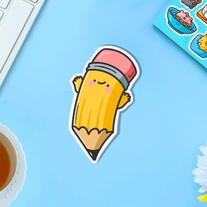 Pencil Vinyl Sticker | Kawaii Stationery Stickers | Cute Vinyl Sticker, planner stickers, laptop sticker decal, School, Work Sticker