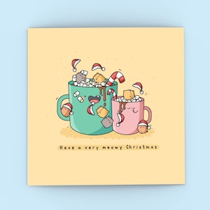 Carte de Noël mignonne Meowy - Carte Kawaii | Cartes pour elle, Cartes pour lui | Carte de Noël drôle pour petit ami pour carte de petite amie