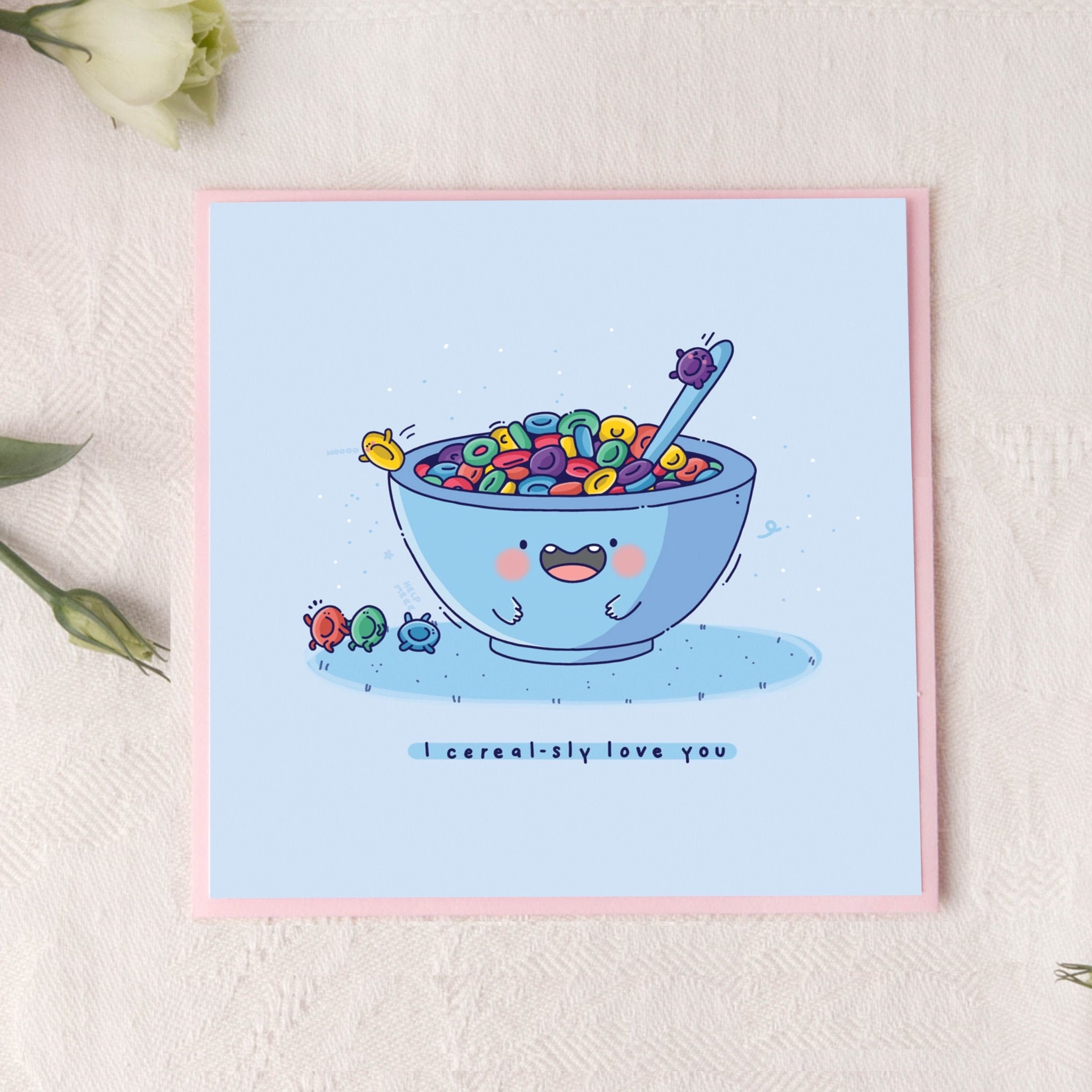 Cute Cereal Card I Cerealsly Love You Kawaii Cards for Etsy UK