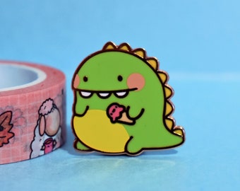 Cute Dinosaur Enamel Pin | Kawaii Dinosaur Pin | Rose Gold Dinosaur | Hard Enamel Pin | Lapel Pin