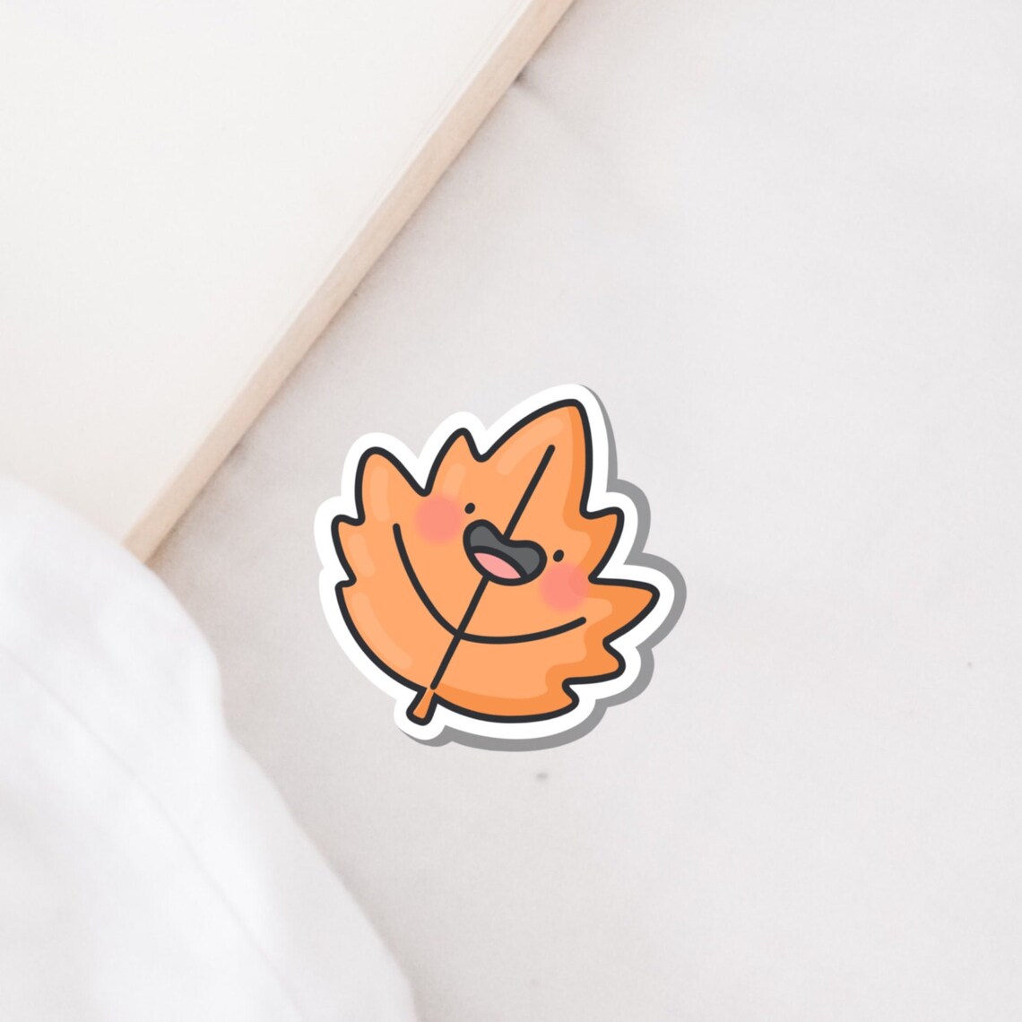 Cute Autumn Leaf Vinyl Sticker Kawaii autumn Stickers Cute Etsy