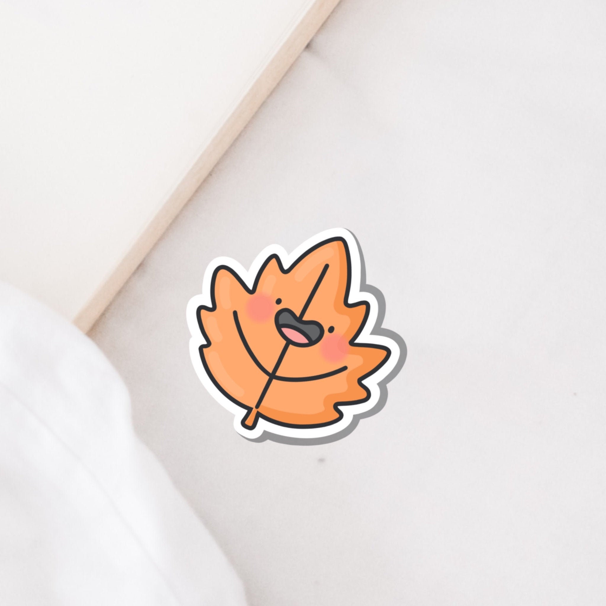 Cute Autumn Leaf Vinyl Sticker Kawaii autumn Stickers Cute Etsy