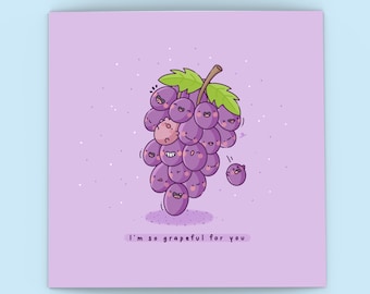 Cute Grapes card - I’m so grapeful for You | Cards for her, Cards for him | Funny Card For Boyfriend For Girlfriend Card