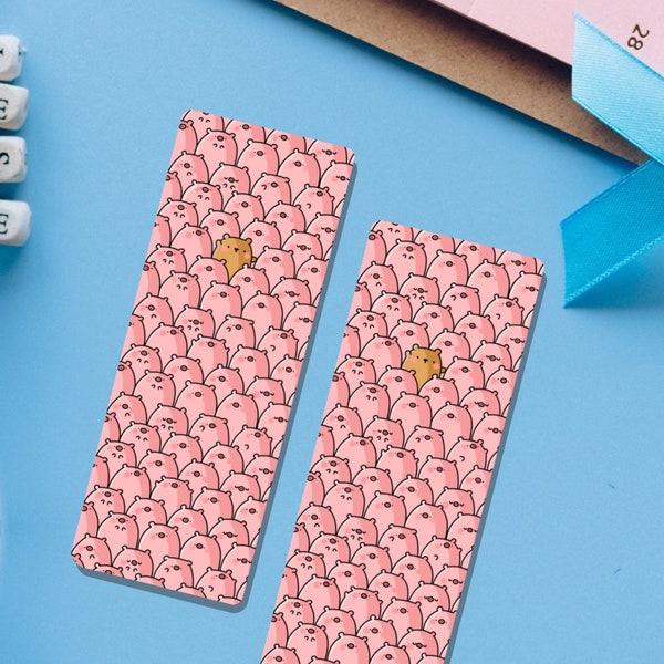 Pig Print Bookmark - Kawaii Pig Bookmark - Velvet Papeterie, Cute Pig design marque-page, cadeaux pour les amis, la famille, pour lui, pour elle