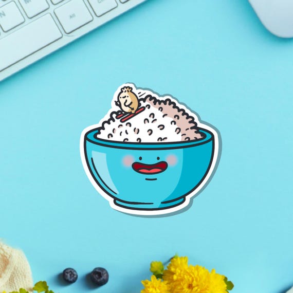 Rice Bowl Vinyl Sticker | Kawaii Stickers, Rice Stickers | Cute