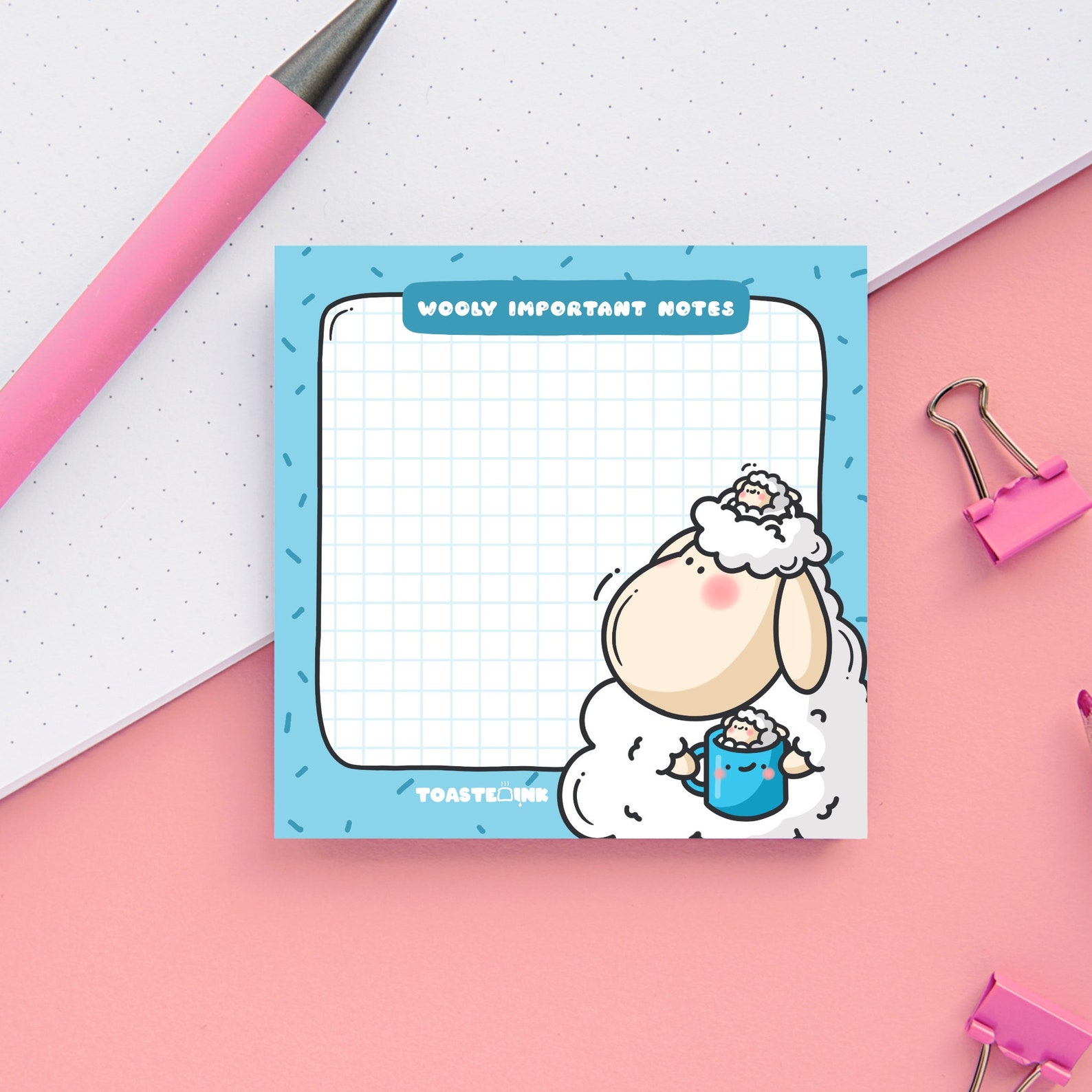 Sheep Sticky Notes, Mini Grid, Kawaii Design Sticky Notes | Cute Memo ...