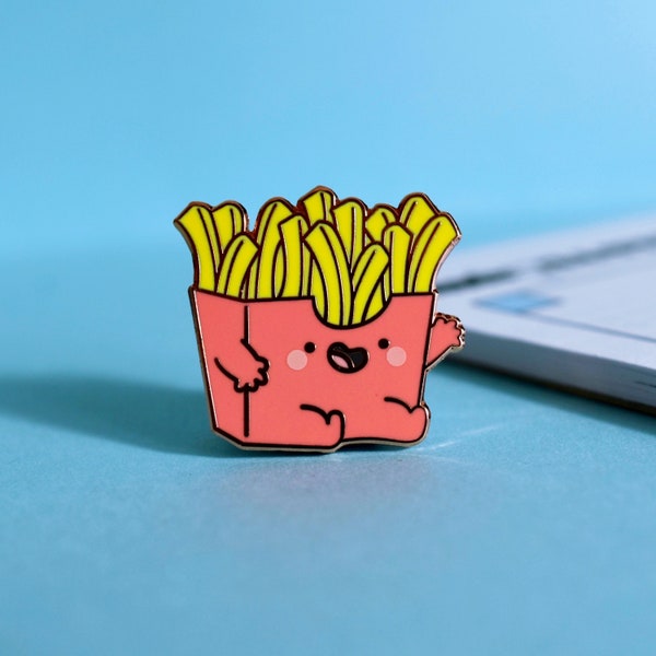 Cute French Fries Enamel Pin | Kawaii Fast Food Pin | Rose Gold Fries Pin | Hard Enamel Pin | Lapel Pin