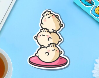Dumpling Stack Vinyl Sticker | Kawaii dumplings dim sum Stickers | Cute Vinyl Sticker, planner stickers, laptop sticker decal, Dim sum