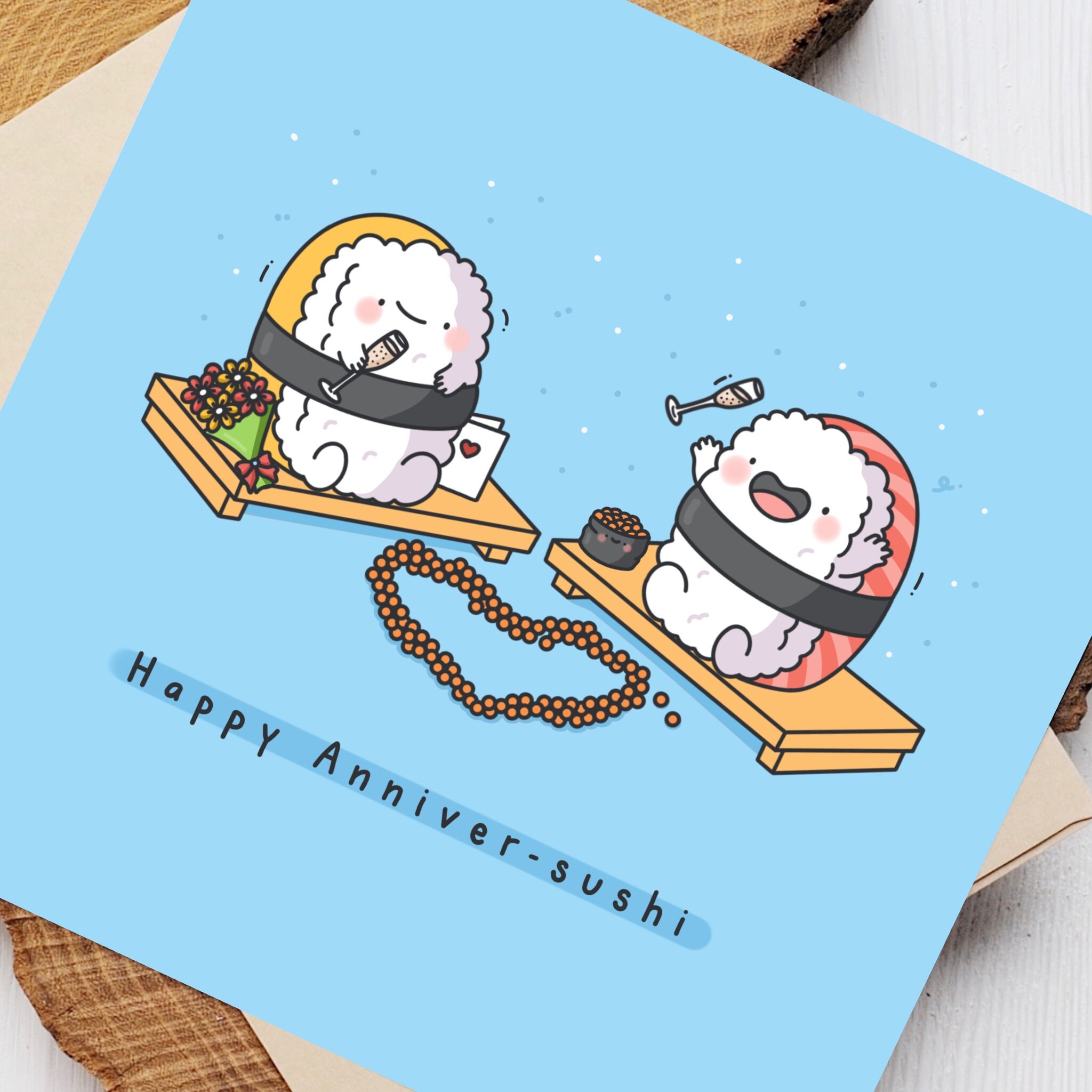 Kawaii Sushi Card Friendship Card Cute Sushi Hugs Card Kawaii Valentines  for Him Love Card Valentines for Her 