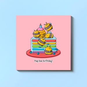 Carte d'anniversaire bourdon - carte abeille mignonne kawaii | Des cartes pour elle, des cartes pour lui | Kawaii, petit ami, petite amie, gâteau, abeilles
