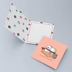 Cute Sushi card Kawaii Card Cards for her, Cards for him Funny Birthday Card For Boyfriend For Girlfriend Card Valentines card image 7