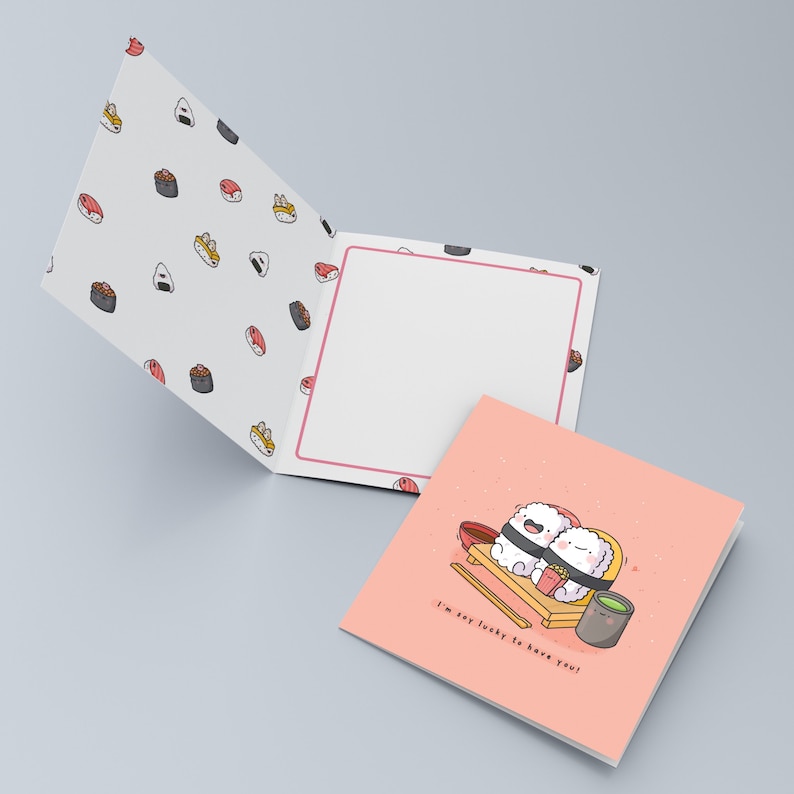 Cute Sushi card Kawaii Card Cards for her, Cards for him Funny Birthday Card For Boyfriend For Girlfriend Card Valentines card image 7