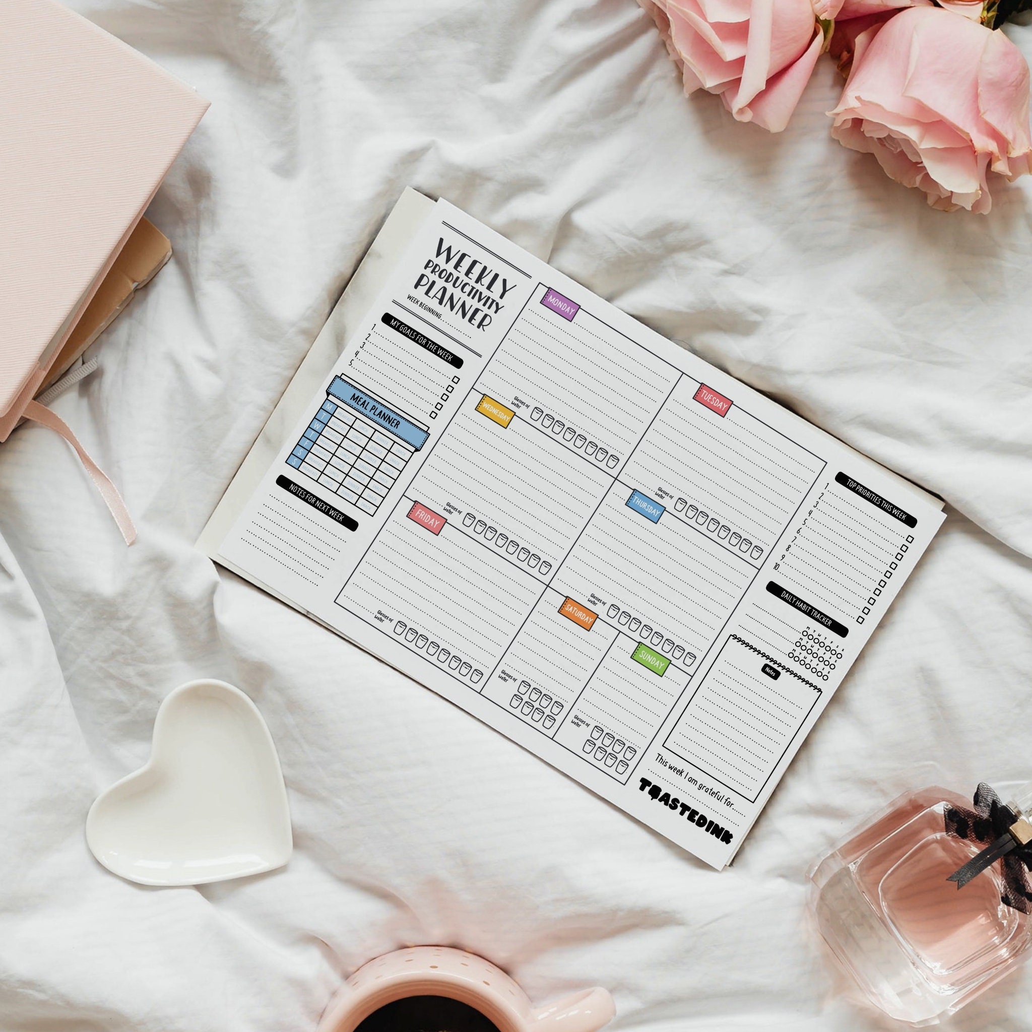 A4 WEEKLY desk pad Planner Daily Organization bullet | Etsy