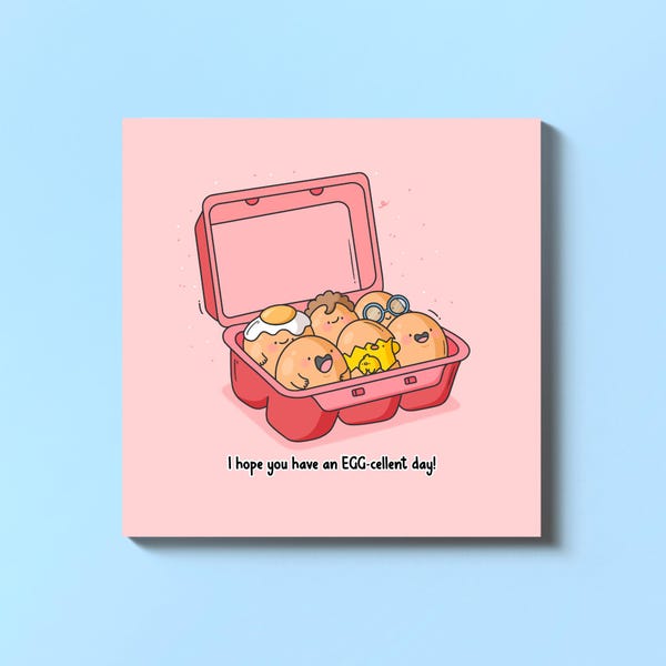 Egg Pun Greeting Card – Cute Kawaii Funny Food Card – You’re Eggstra Special – Birthday, Friendship, Thinking of You, Appreciation Card