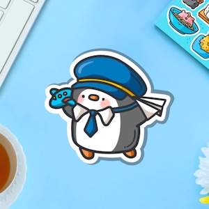 vinyle autocollant Manchot pilote | Stickers pingouin kawaii | Autocollant mignon en vinyle, autocollants pour agenda, autocollant pour ordinateur portable, autocollants animaux