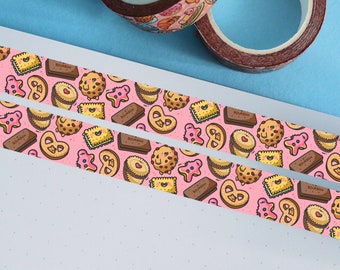 Leuke Biscuit Washi Tape | Kawaii-briefpapier | Leuke koekjes Washi Tape, Journalling, Scrapbooking, Biscuit patroon papieren tape