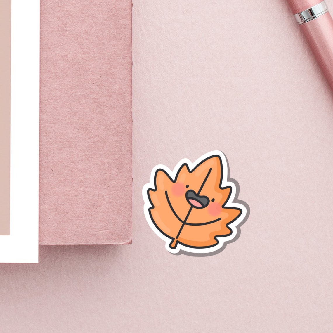 Cute Autumn Leaf Vinyl Sticker Kawaii autumn Stickers Cute Etsy
