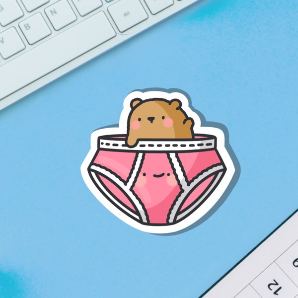 Cute Underwear Bear Vinyl Sticker | Kawaii underpants Stickers | Cute Vinyl Sticker, planner stickers, laptop sticker decal