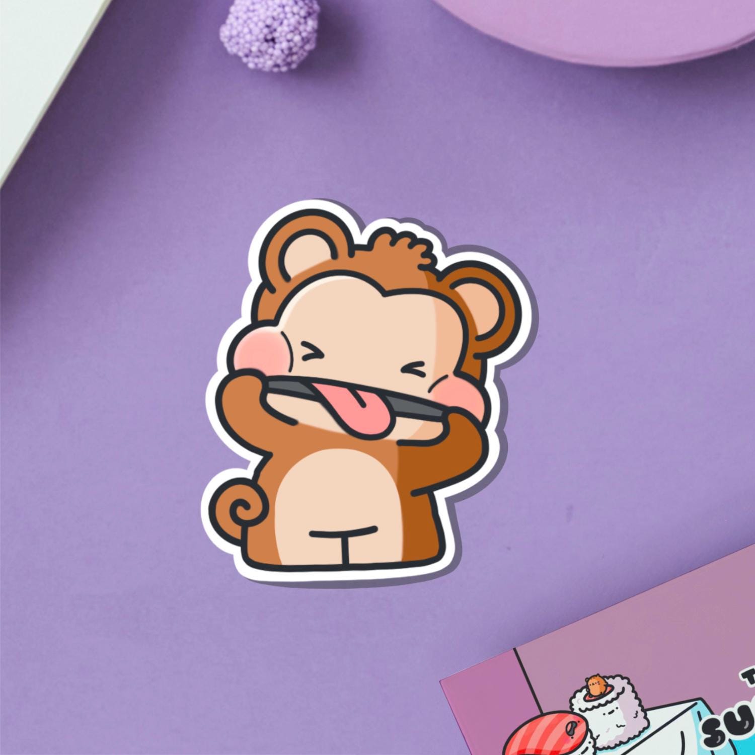 Cheeky Monkey Vinyl Sticker | Kawaii Monkey Stickers | Cute Vinyl