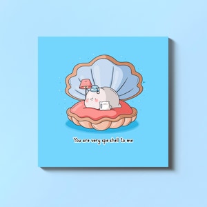 Carte perle - Mer océan Kawaii mignon | Des cartes pour elle, des cartes pour lui | Carte de voeux drôle de jeu de mots de palourde pour le petit ami pour la petite amie mari femme