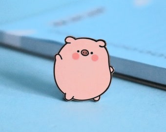 Pig Enamel Pin | Kawaii Pig Pin | Cute Animals | Rose Gold Pig