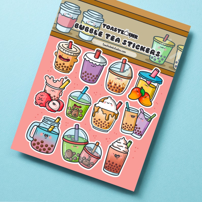 Bubble Tea Sticker Sheet - Cute Boba Stickers - Kawaii Stickers ...