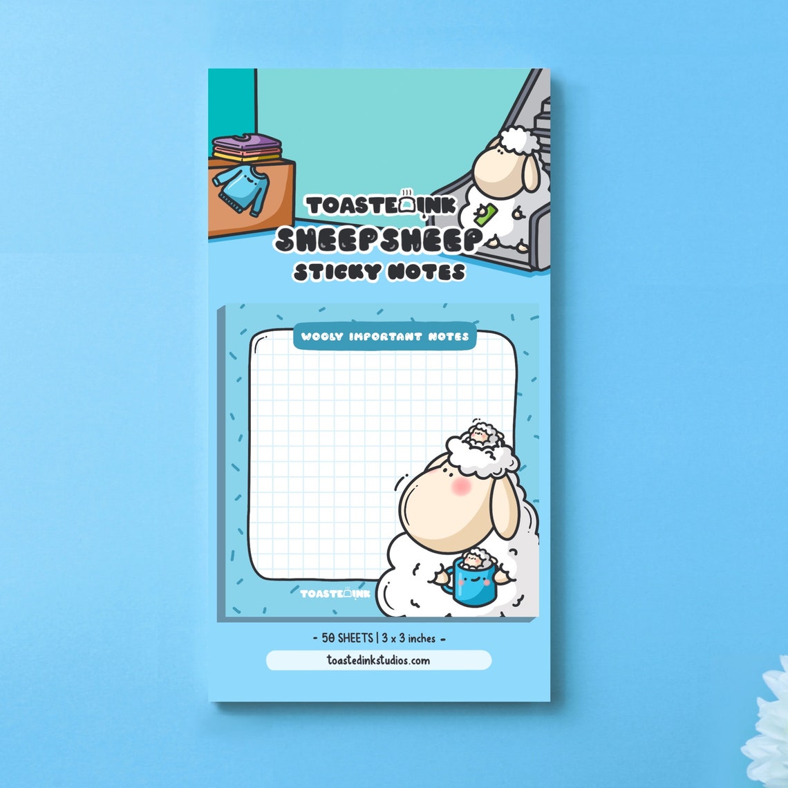 Sheep Sticky Notes, Mini Grid, Kawaii Design Sticky Notes | Cute Memo ...