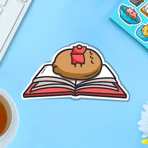 Reading Potato Vinyl Sticker | Kawaii potato Stickers | Cute Vinyl Sticker, planner stickers, laptop sticker decal