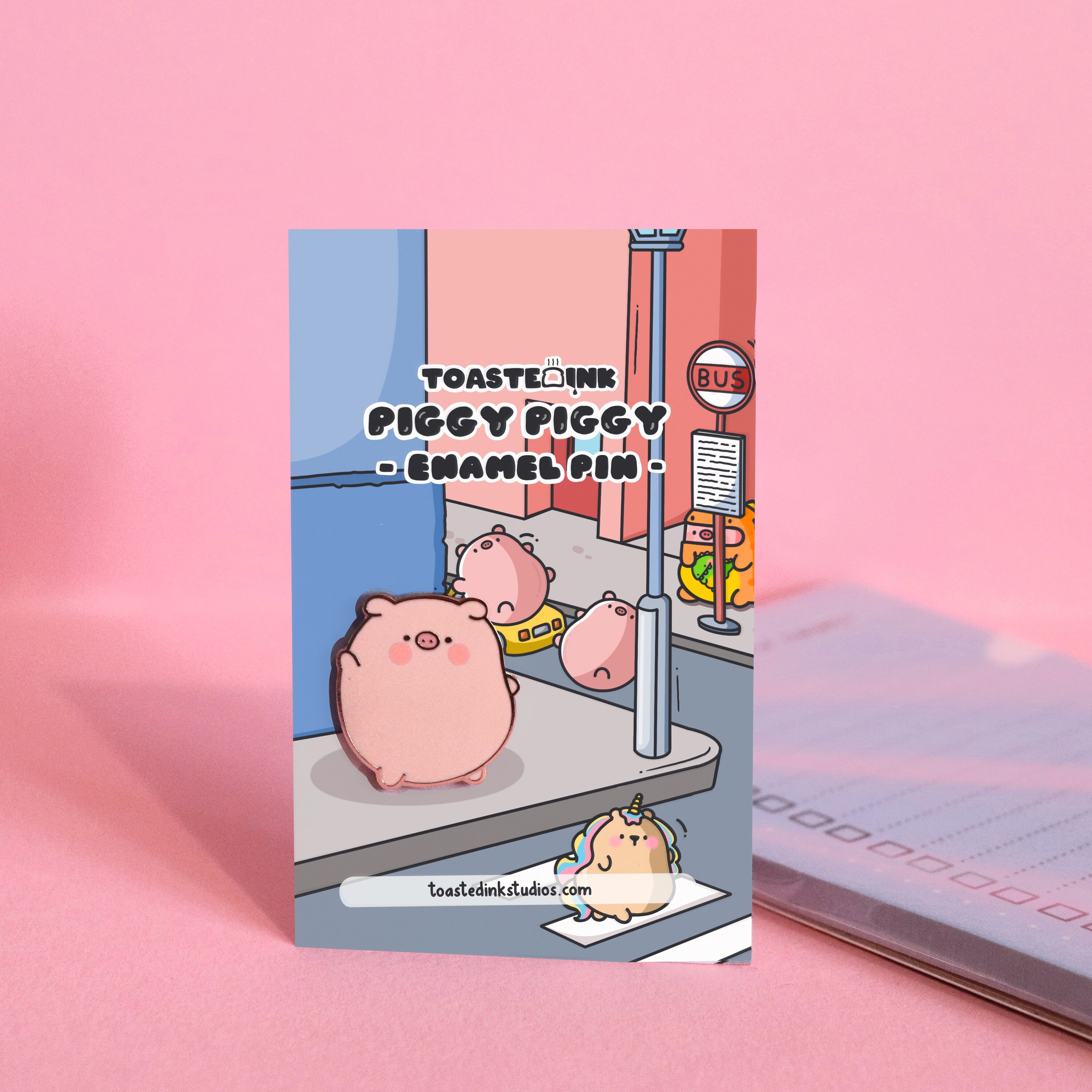Pig Enamel Pin | Kawaii Pig Pin | Cute Animals | Rose Gold Pig