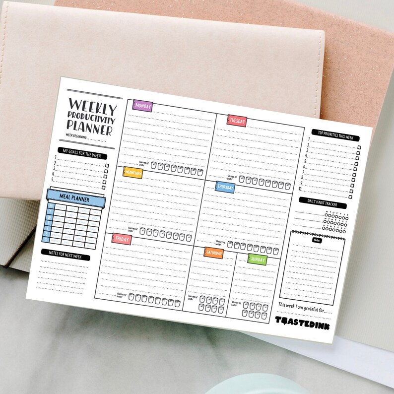 A4 WEEKLY desk pad Planner Daily Organization bullet Etsy